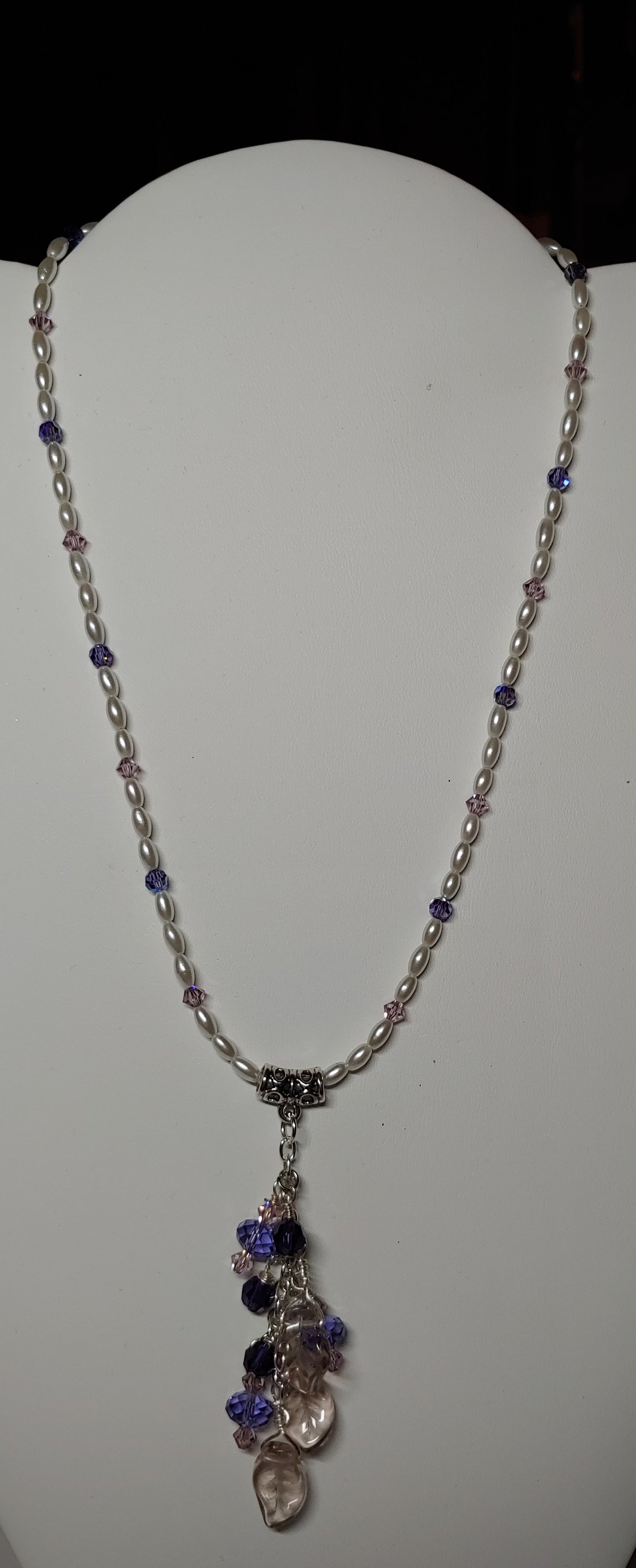 Purple Austrian Crystal and Pearl Necklace