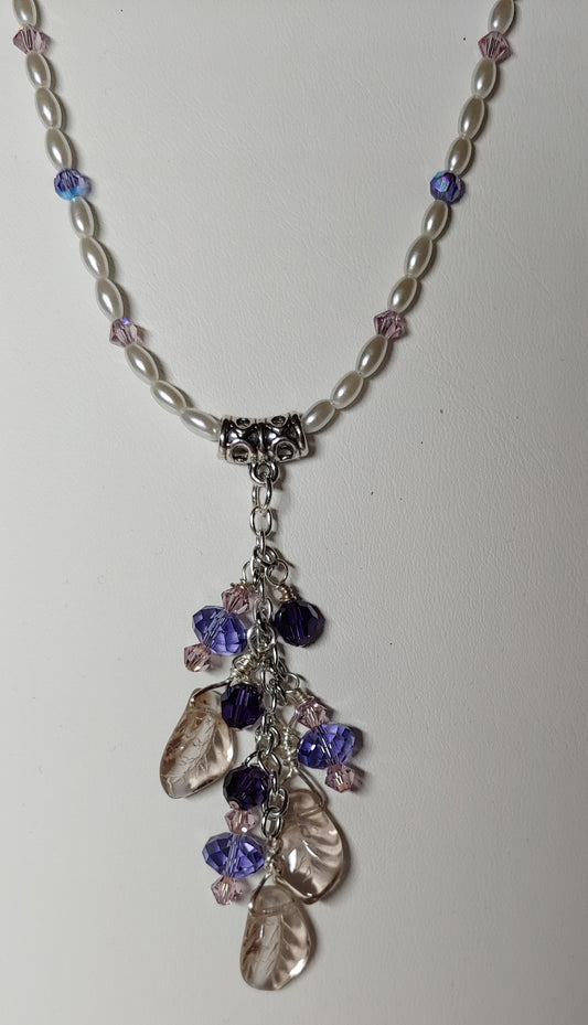 Purple Austrian Crystal and Pearl Necklace