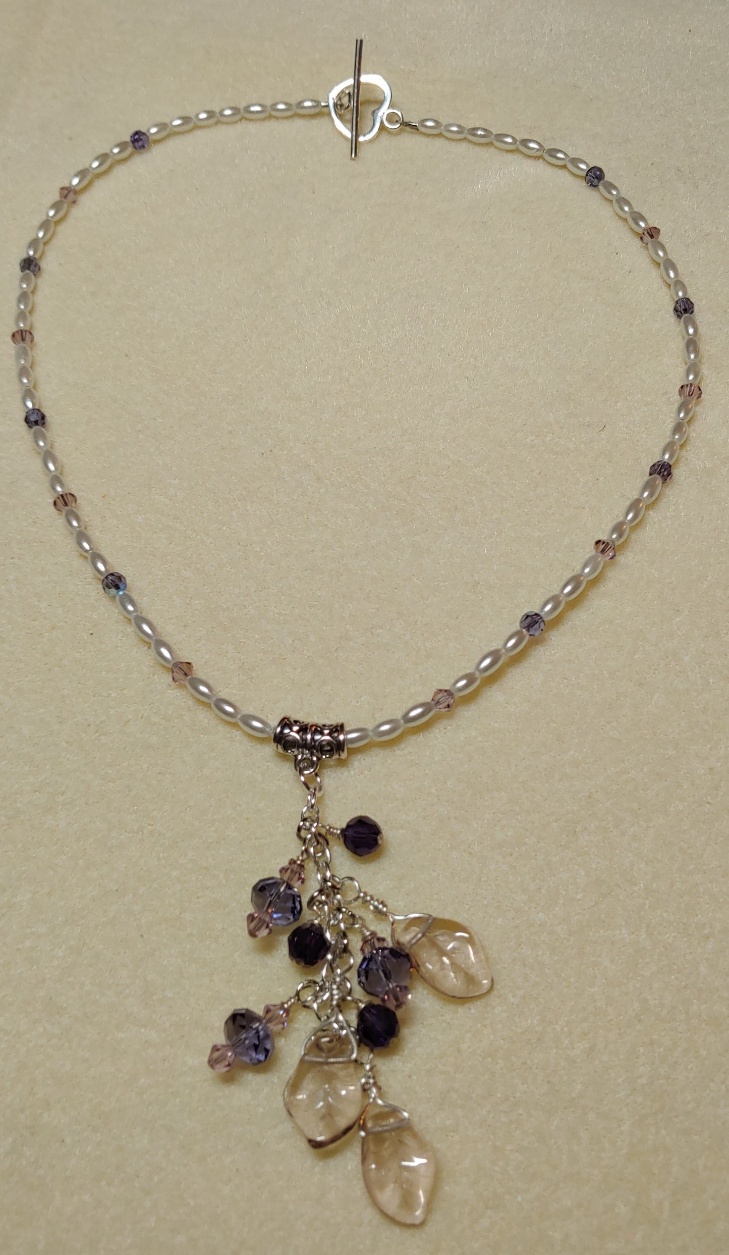 Purple Austrian Crystal and Pearl Necklace