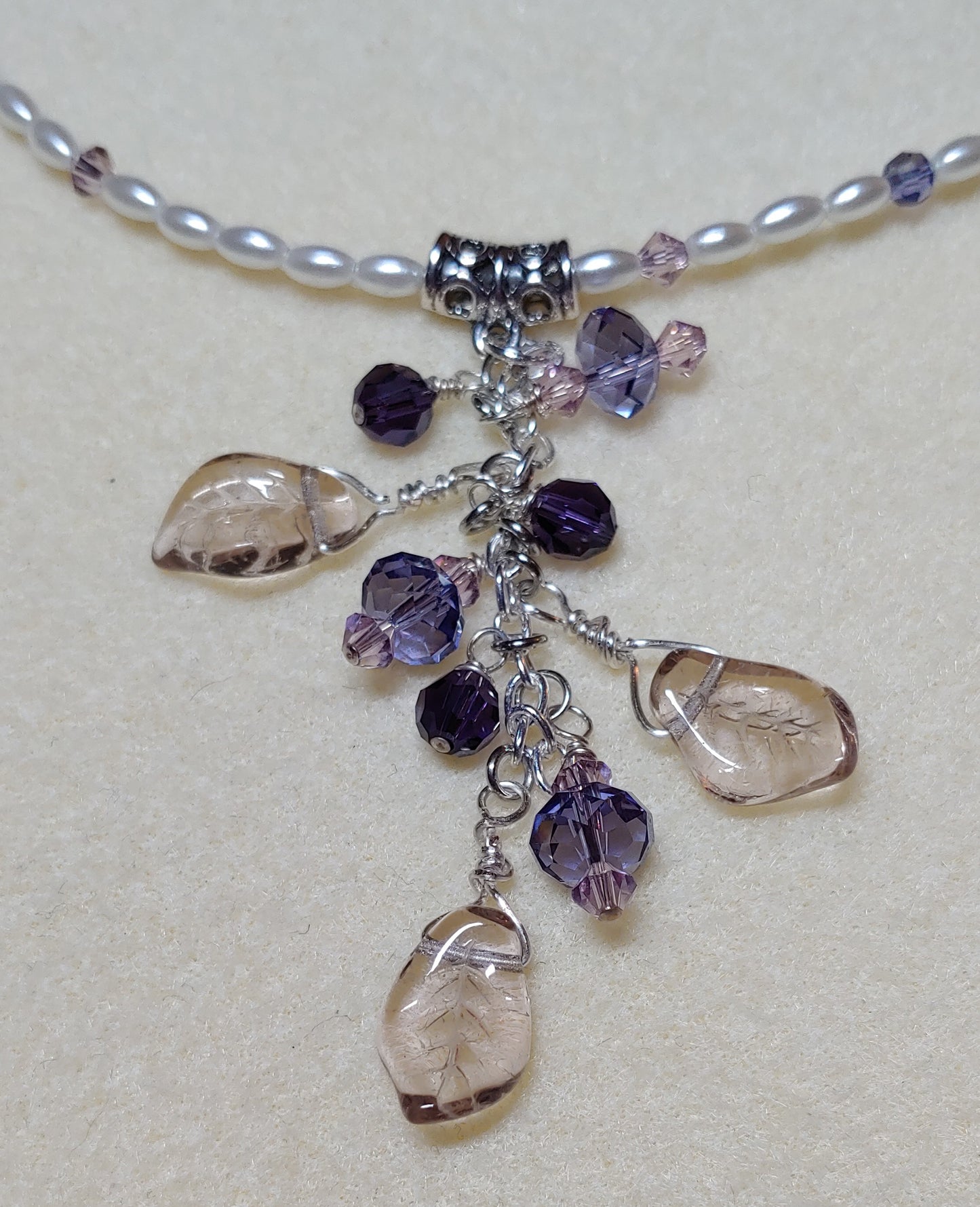 Purple Austrian Crystal and Pearl Necklace