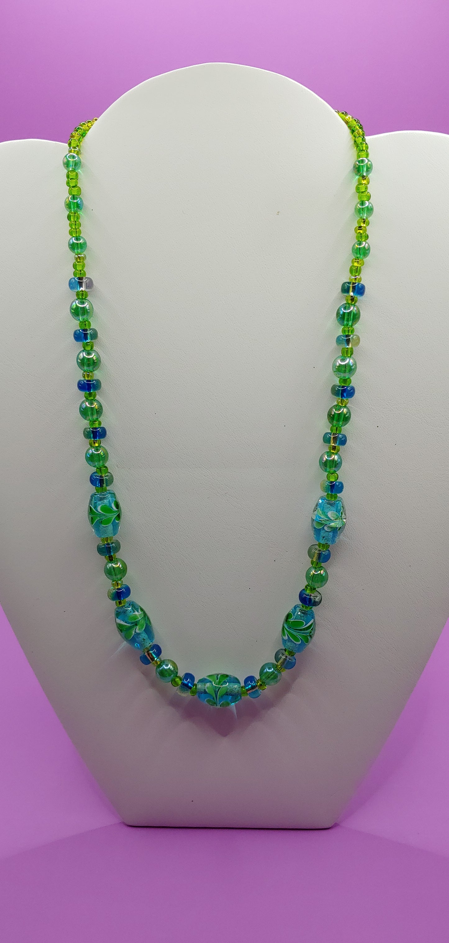 Green Lampwork Beads Necklace