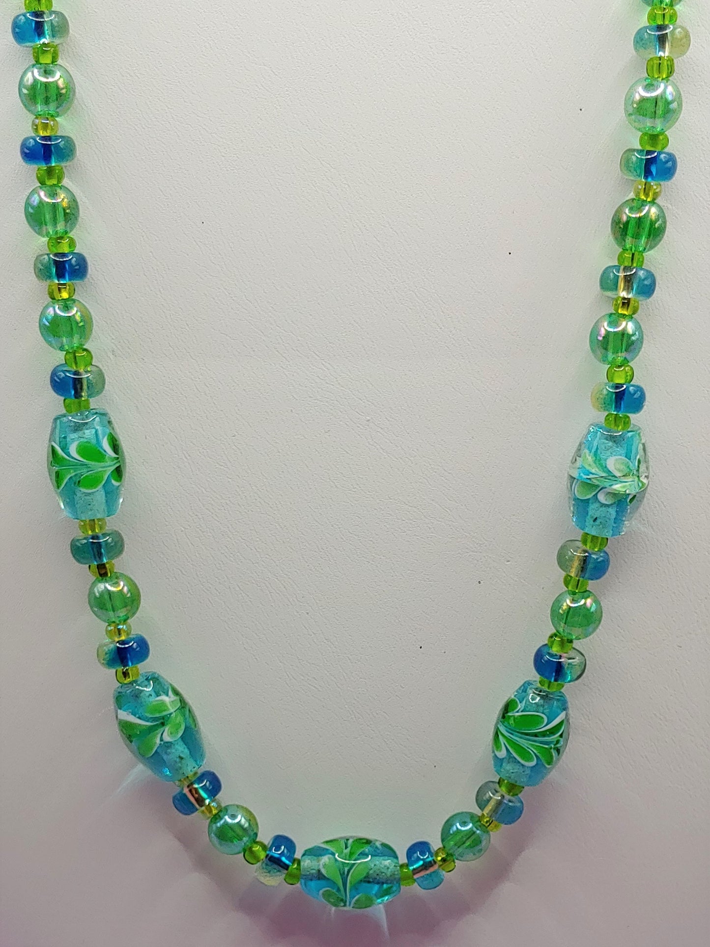 Green Lampwork Beads Necklace