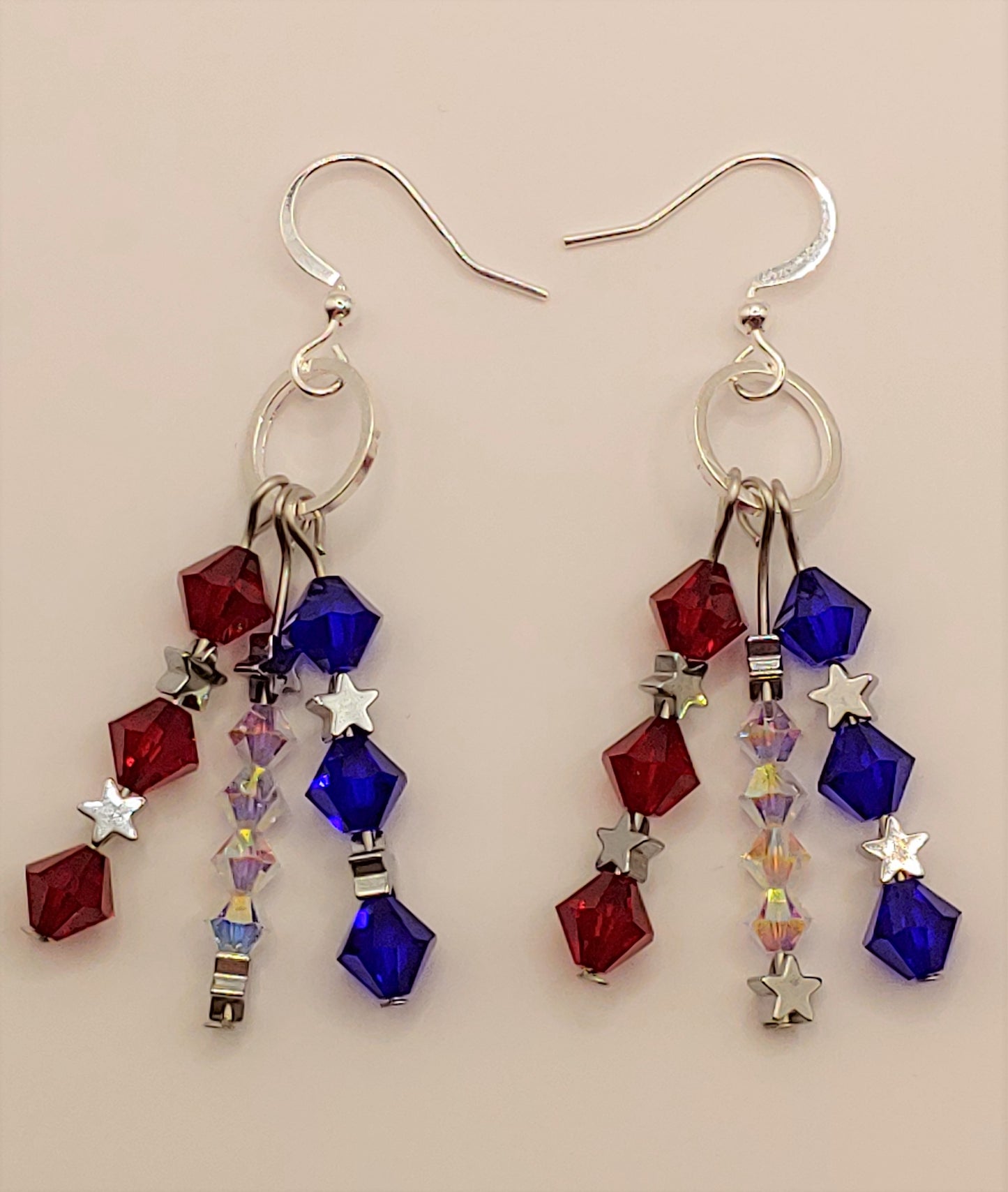 Patriotic Austrian Crystal and Star Earrings