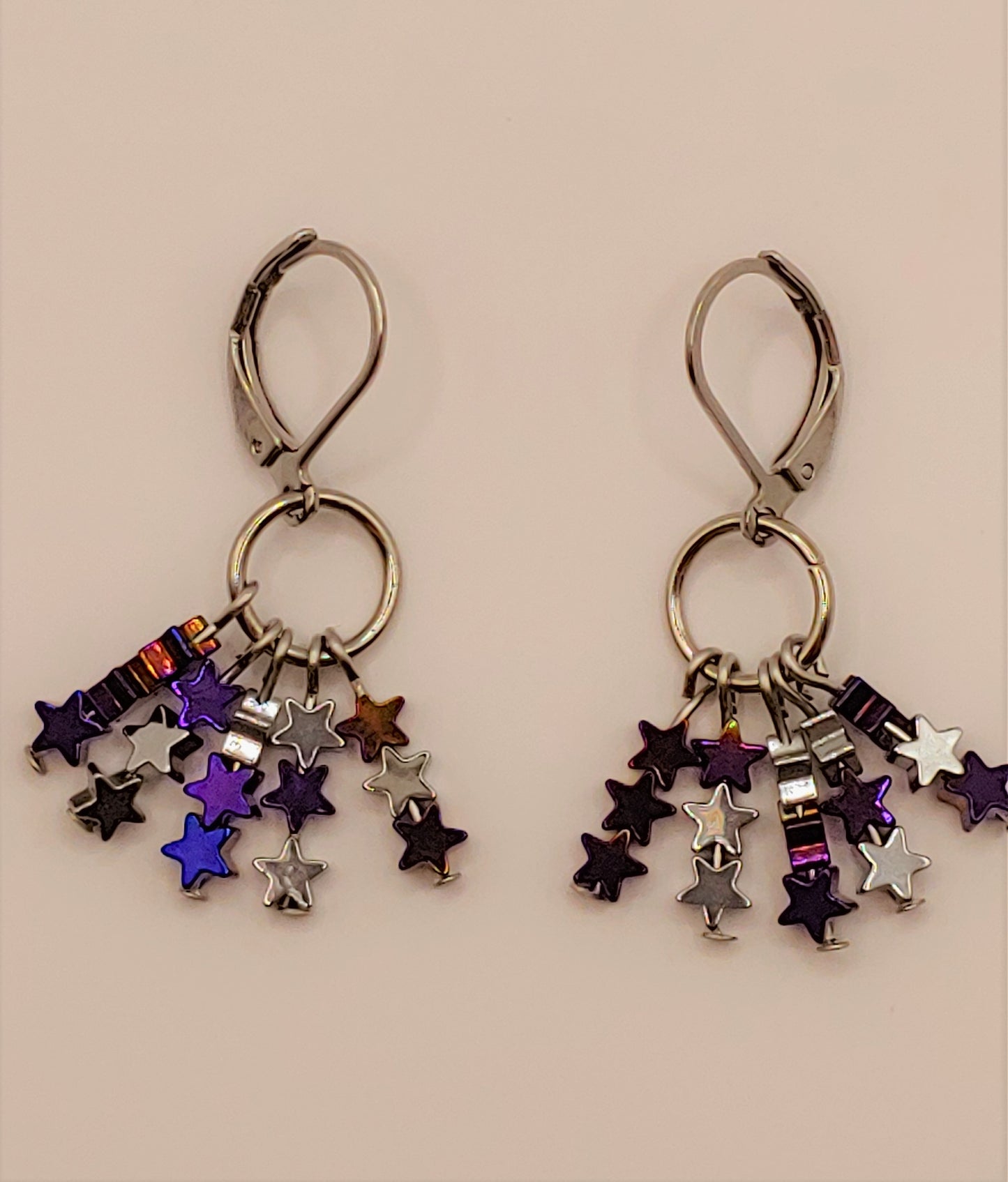 Silver/Purple Stars Earrings