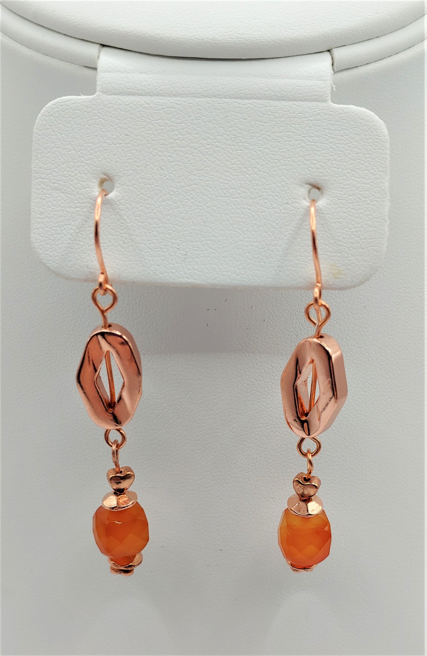 Carnelian Earrings with Copper Accents