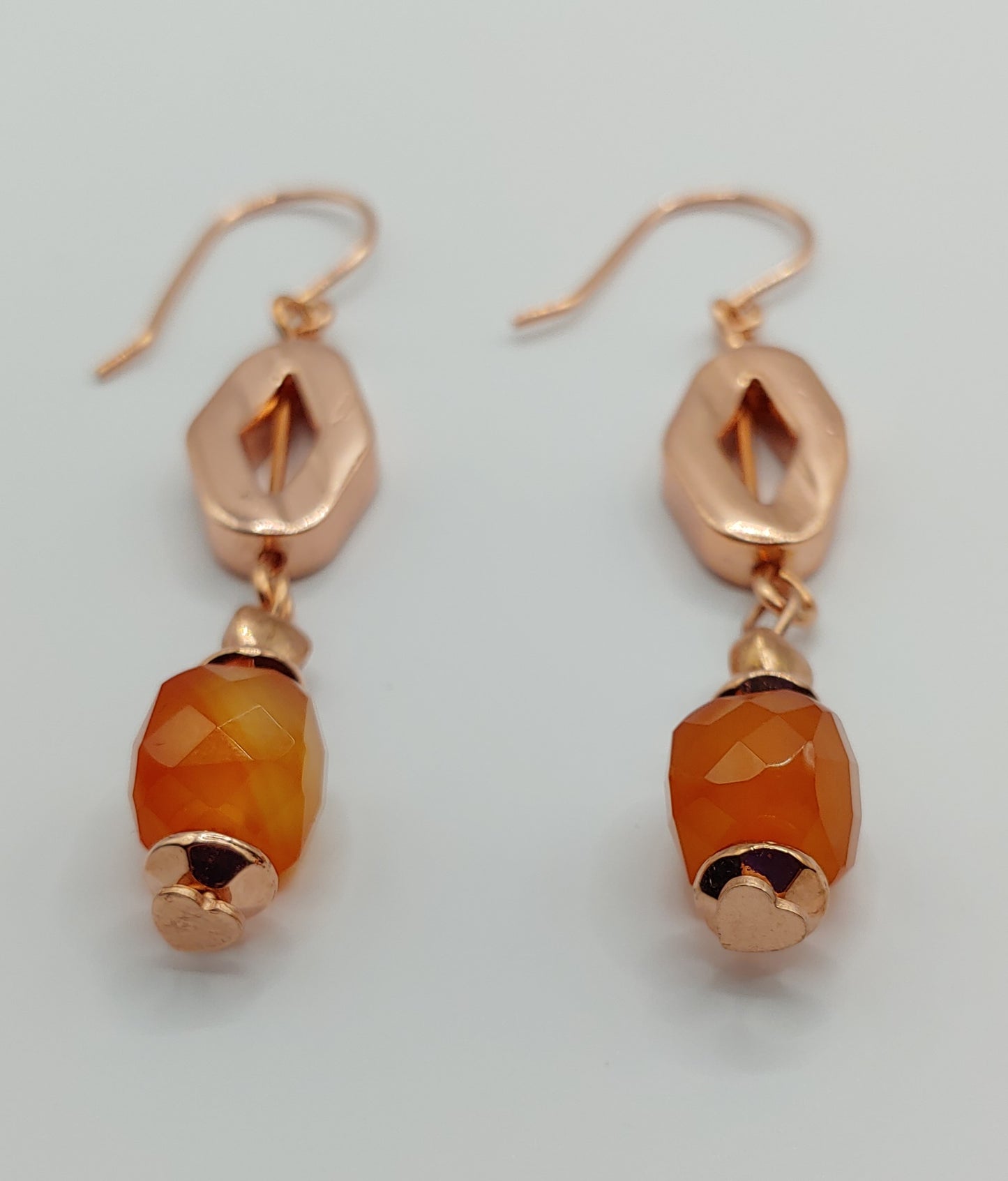 Carnelian Earrings with Copper Accents