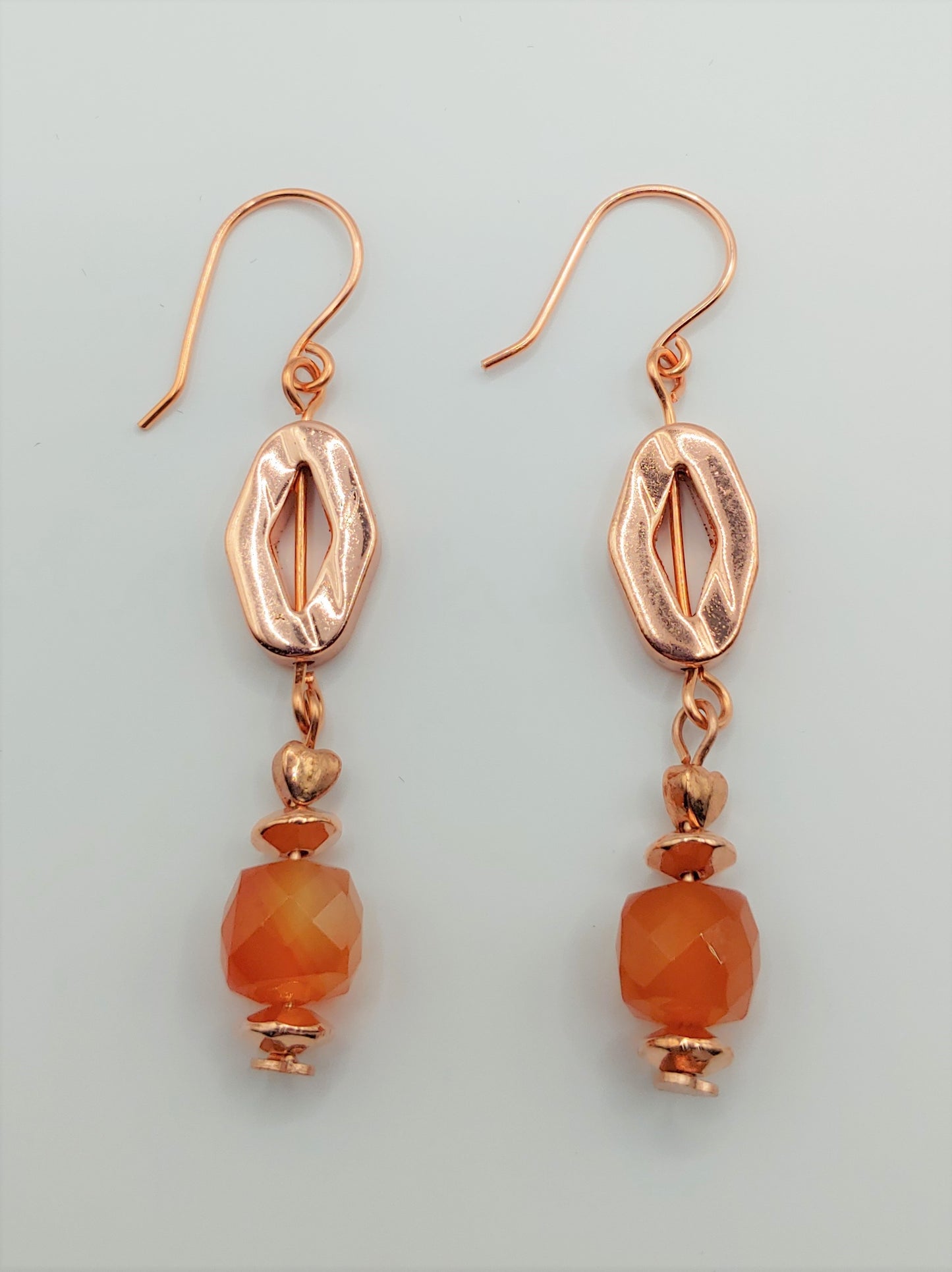 Carnelian Earrings with Copper Accents