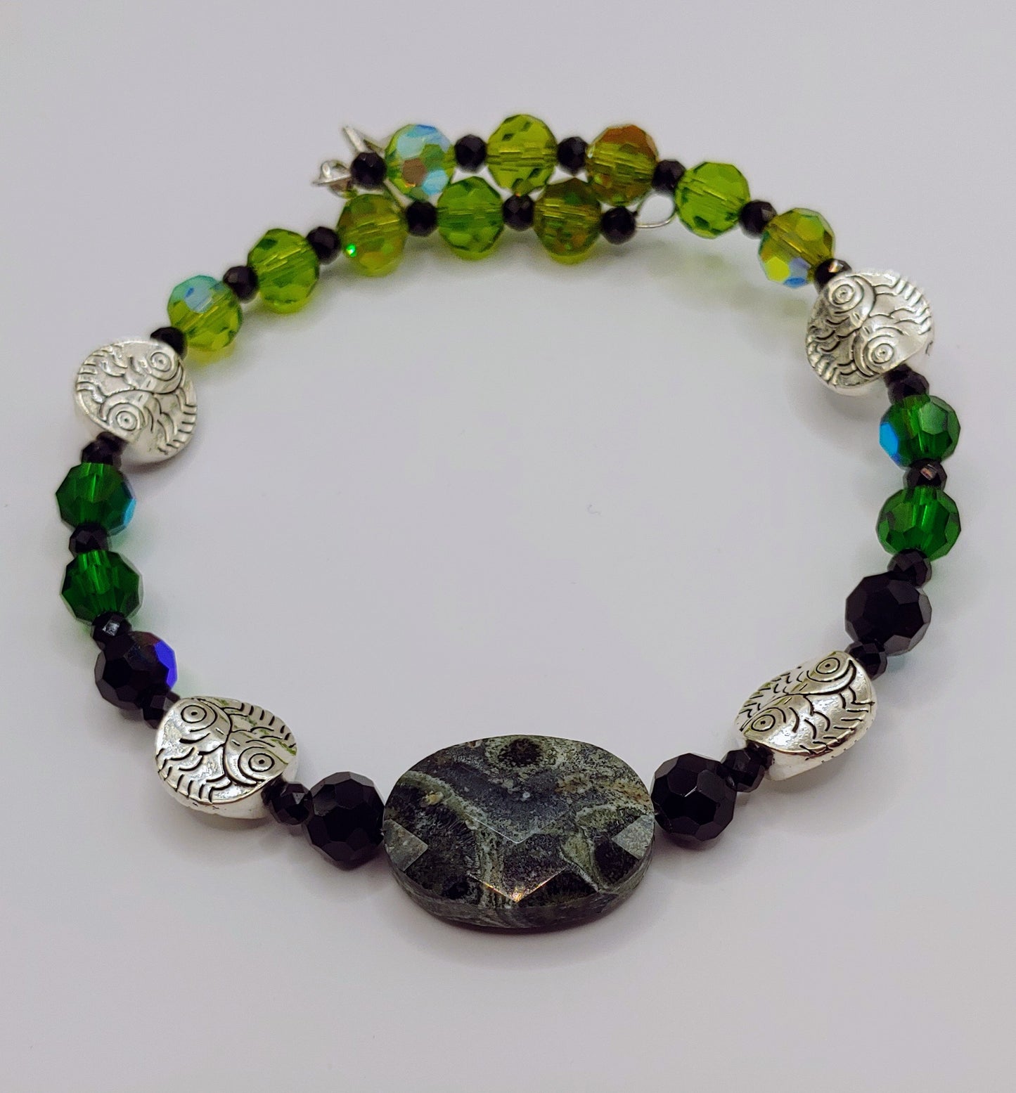 Kambaba stone Memory Wire Bracelet