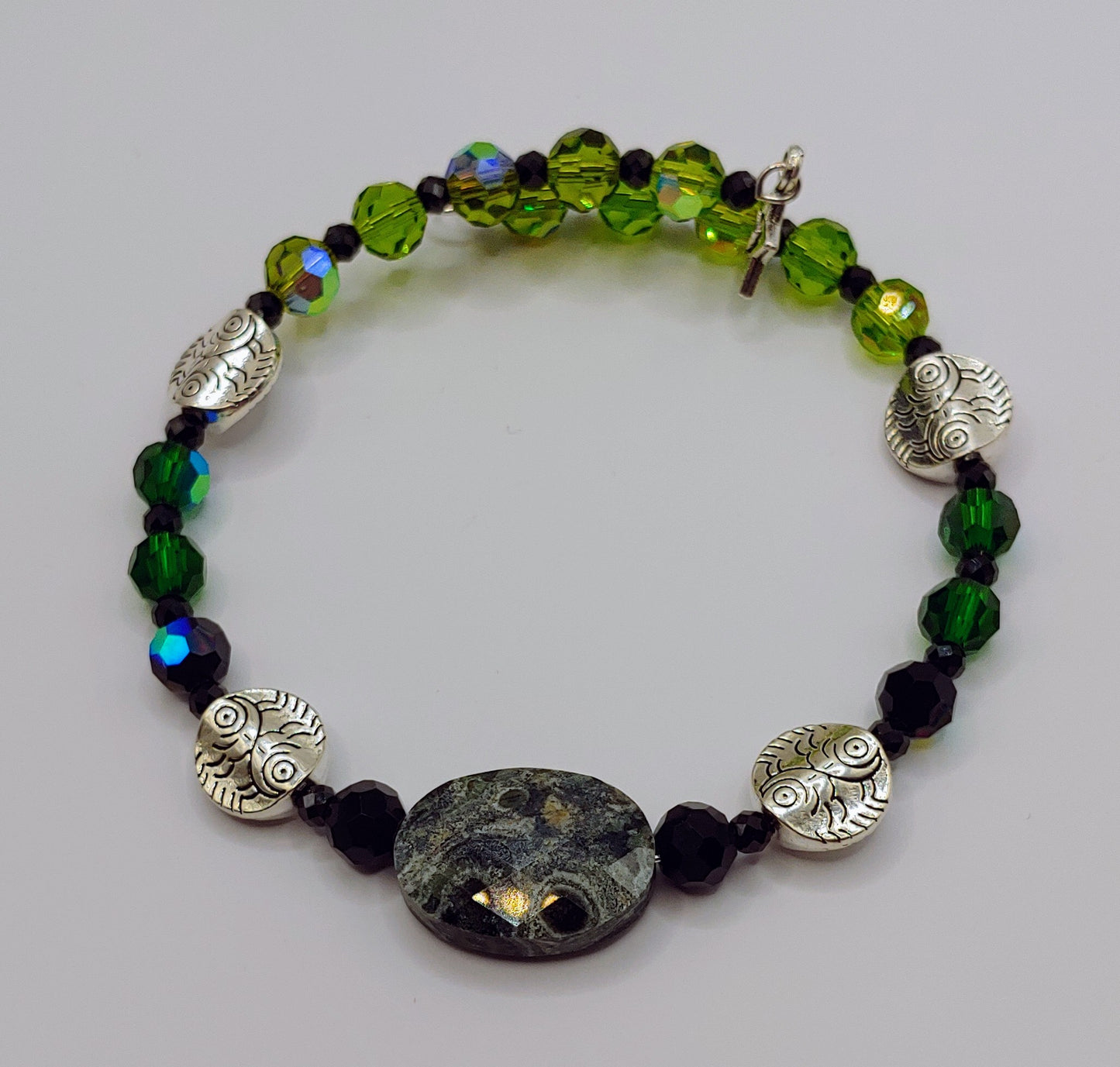 Kambaba stone Memory Wire Bracelet